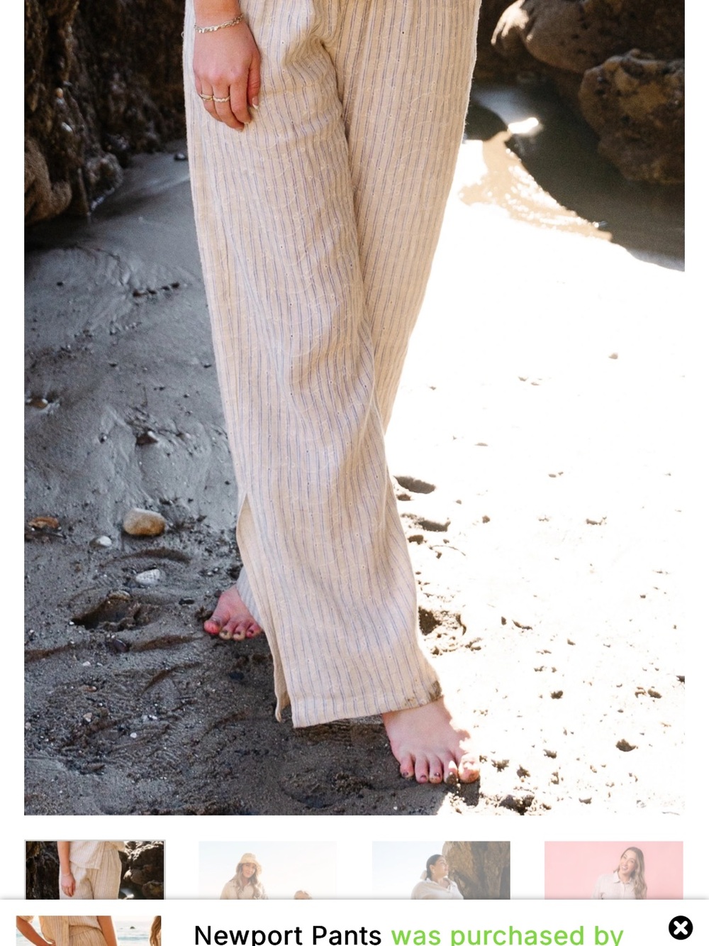 Ivy City Co Cream Striped Wide Leg Pants
